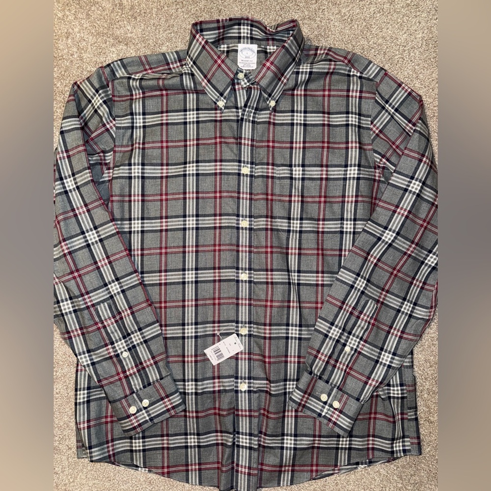 NWT Brooks Brothers Regent Fit Plaid Button Down Long Sleeve Shirt Large L